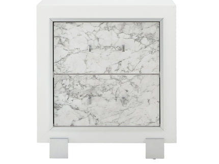 Skye - Marble Nightstand - White