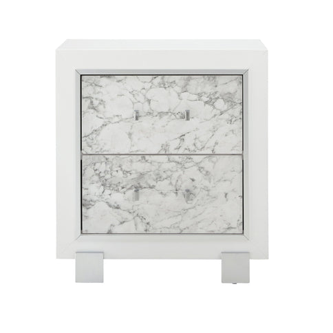Skye - Marble Nightstand - White
