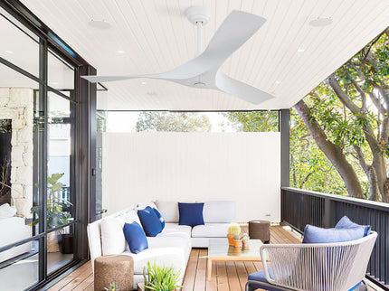52" Ceiling Fan With Remote Control, Quiet Reversible DC Motor, For Indoor Outdoor Use - White