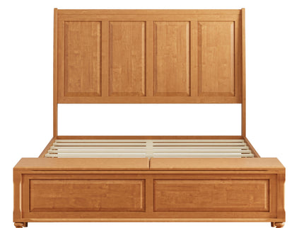 Sleigh Bed Frame With Tall Headboard And Storage Bench