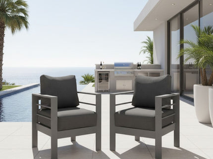 Patio Armchairs With Thick Cushions, All Weather (Set of 2) - Gray / Gray