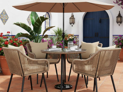 5 Piece Twisted Rattan Patio Dining Set With Table