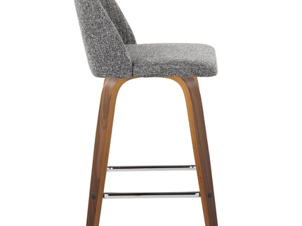 Toriano - Mid Century Modern Fixed Height Counter Stool With Swivel And Square Footrest (Set of 2)