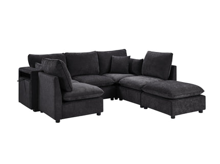 Modern Sectional Sofa U-Shaped With Movable Ottoman Storage Armrests And USB Ports