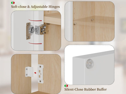 Shaker Wall Cabinet With Soft Close Hinges, Adjustable Shelves, Double Door