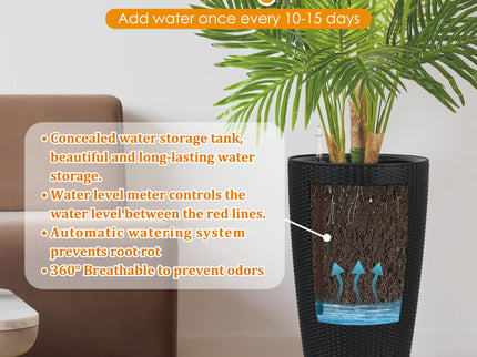 Tall Planters Set With Water Level Monitor And Auto Watering