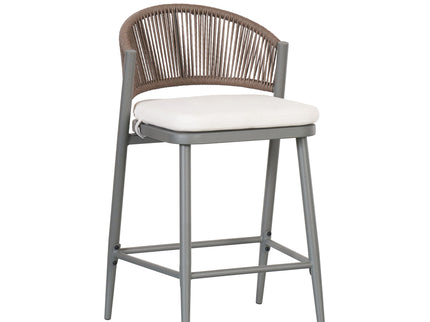 Outdoor 26" Counter Height Metal Frame Counter Stools With Scallop Shaped Backrest & Water Resistant Cushions