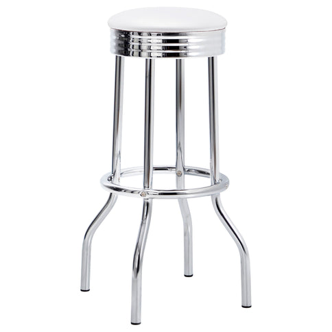 Midge - 3 Piece Round 1950S Bistro Pub Bar Table Set With Upholstery - White