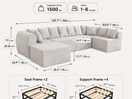 8 Seater U-Shaped Couch With Ottoman