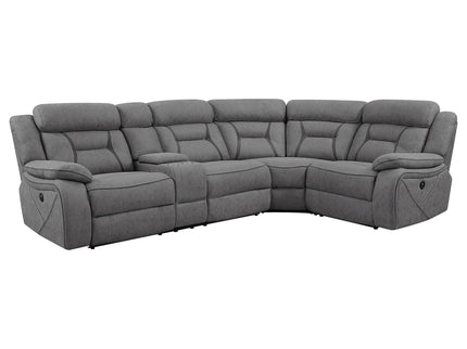Barton - Upholstered Power Reclining Sectional Sofa - Gray