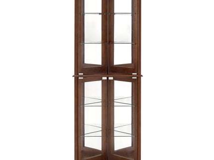 Corner Curio Dispaly Cabinet With Lights, Adjustable Tempered Glass Shelves, Mirrored Back (E26 Light Bulb Not Included)