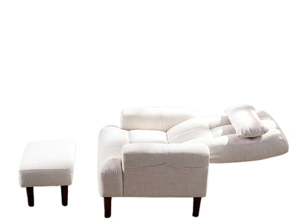 Living Room Sofa Single Chair And Ottoman, Modern Multi-Function Fabric Living Room Sofa Lounge Chair Bed And Stool. Soft Leisure Single Chair Adjustable Into 5 Angles With Sofa Bed