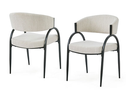 Contemporary Upholstered Dining Chairs With Metal Legs (Set of 2)