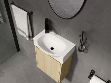 Modern Bathroom Vanity With Ceramic Basin, Wall Mounted Floating Sink Combo, Storage Cabinet