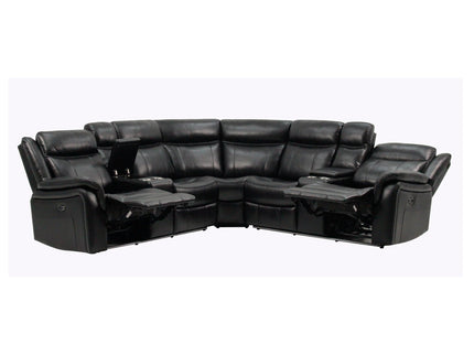 Jupiter - Leather Sectional - Black