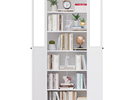 Tall Metal Kitchen Pantry Cabinet With Adjustable Shelves And Silent Magnetic Doors - White