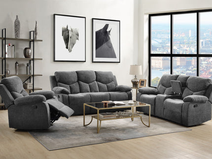 Kalen - Chenille Sofa With Drop Down Table - Gray