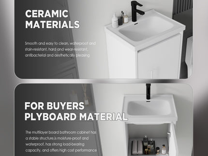 20" Floating Bathroom Vanity Combo With Wall Cabinet, Ceramic Sink & Soft Close Doors - White