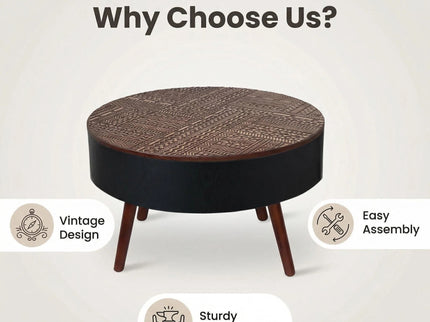 Round Coffee Table With Storage Function For Living Rooms