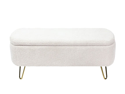 Storage Ottoman Bench For End Of Bed Legs, Modern Camel Faux Fur Entryway Bench Upholstered Padded With Storage For Living Room Bedroom