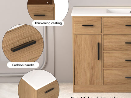 Bathroom Vanity With Abundant Storage 2 Soft Close Doors And 6 Drawers