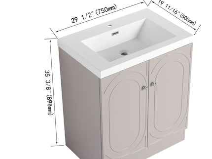 Contemporary Freestanding Bathroom Vanity With Resin Sink & Soft-Close Cabinet Doors