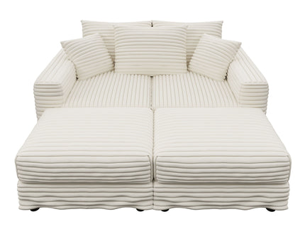 Deep Seat Convertible Sofa With Soft Pillows And Ottomans