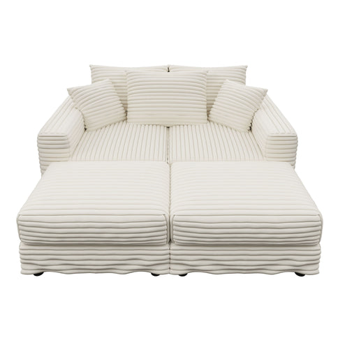 Deep Seat Convertible Sofa With Soft Pillows And Ottomans