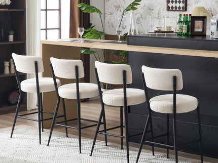 Modern Teddy Fabric Upholstered Bar Stools - Legs