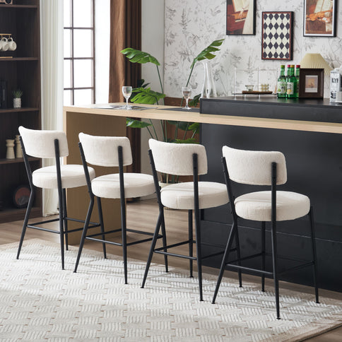 Modern Teddy Fabric Upholstered Bar Stools - Legs