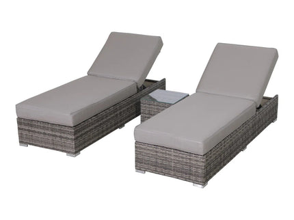 3 Piece Chaise Lounge Set With Adjustable Reclining - Gray Mix