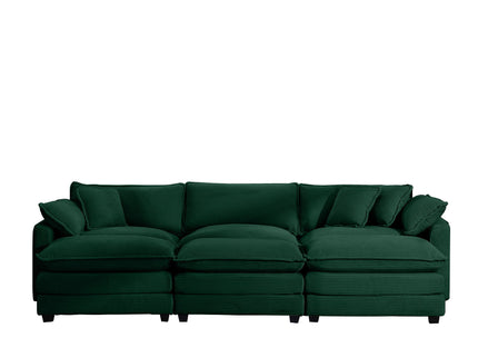 Modern Modular Cushion Sofa With Ottoman, Low Back, Deep Seating Sofa Set