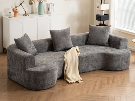Modern Style Ultra Smooth Curved Sofa With 3 Pillows