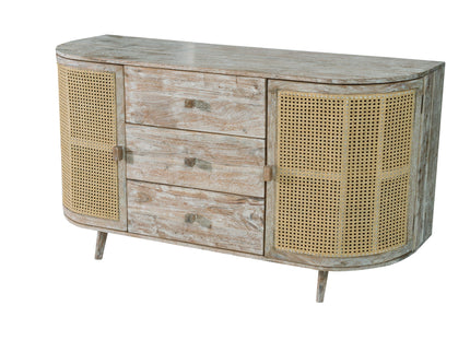 TV Console With Cane Doors - Multicolor