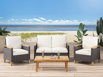 Isla - Transitional Chat Set With Water Resistant Cushions - Teak