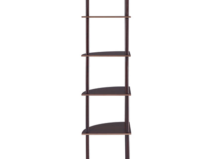 Corner Bookcase With 5 Shelves, Compact Design For Living Room - Cappuccino
