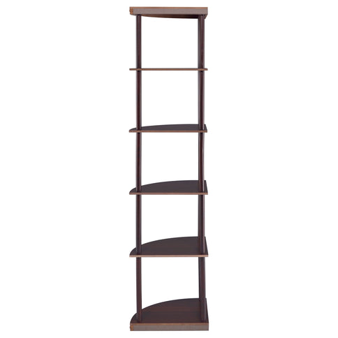 Corner Bookcase With 5 Shelves, Compact Design For Living Room - Cappuccino