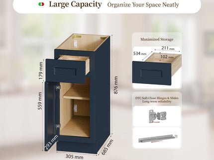 Shaker Base Cabinet & Soft-Close Door And Drawer