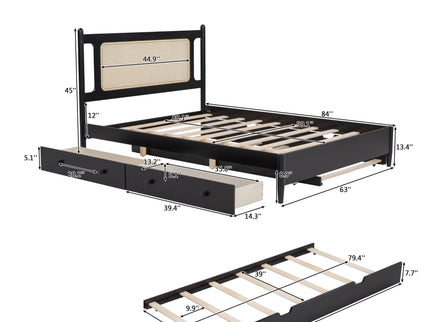 Platform Bed With 2 Big Drawers & Trundle