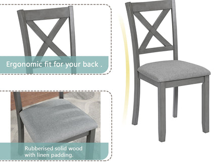 5 Piece Dining Table Set With 4 Chairs For Kitchen - Gray