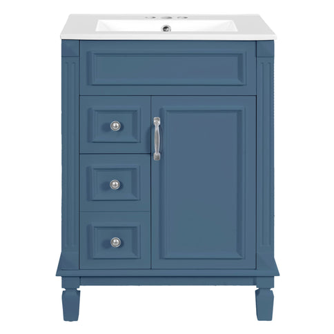 Bathroom Vanity With Sink, Compact Cabinet & 2 Drawers And Adjustable Shelf