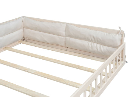 Upholstered Platform Bed With Guardrail And Pillow
