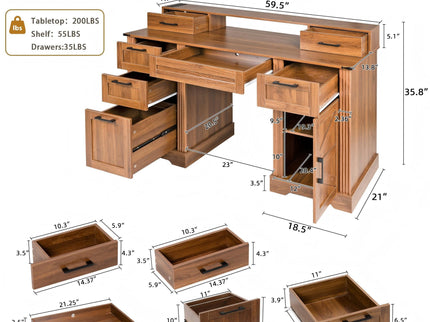 Office Desk With Charging Station & Storage Cabinet