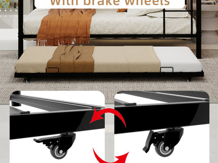 Bunk Bed For Kids, Convertible Frame With Ladders & Guardrail