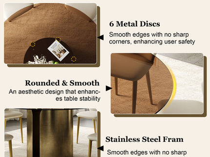 Modern Round Dining Table Set With Glass Top And Steel Legs