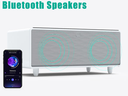 Modern Smart Coffee Table With Built-In Fridge - tooth Speaker, Wireless Charging, Touch Control Panel, USB Interface, Outlet Protection, Atmosphere Light