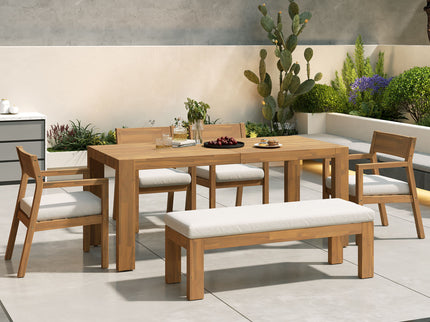 Outdoor Dining Set Rectangular Table With Umbrella Hole