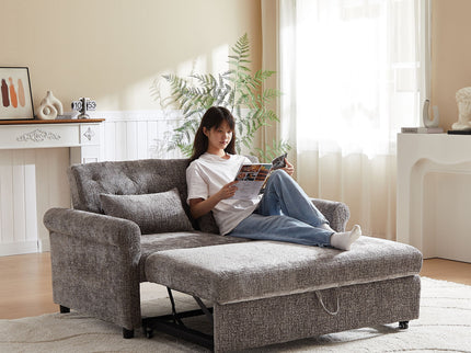 Loveseat Sofa Bed, Pull - Out Couch Sleeper & 2 Pillows