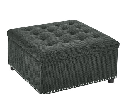 Square Tufted Storage Ottoman With Nailhead Trim