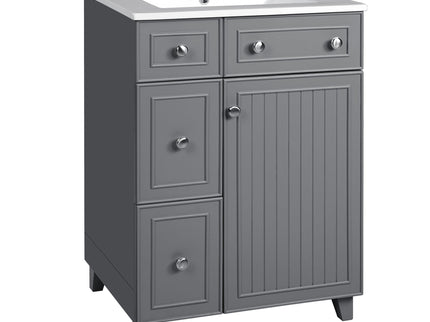 Transitional Style Bathroom Vanity Cabinet With Ceramic Sink